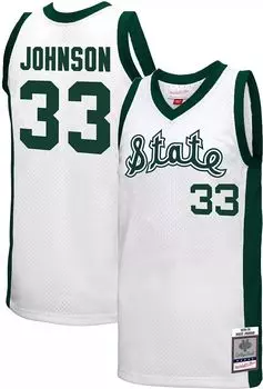 Мужская баскетбольная майка Mitchell & Ness Michigan State Spartans White Magic Johnson Authentic Throwback