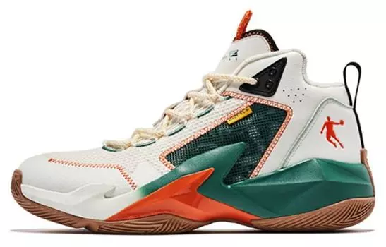 Кроссовки Qiaodan Basketball, белый/зеленый/оранжевый