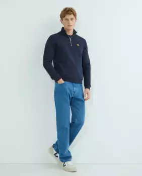 Мужская базовая флисовая рубашка с небольшим логотипом и молнией до половины Belstaff, темно-синий