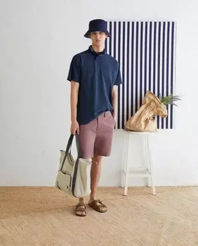 Мужская базовая футболка из пике с короткими рукавами Green Coast, темно-синий