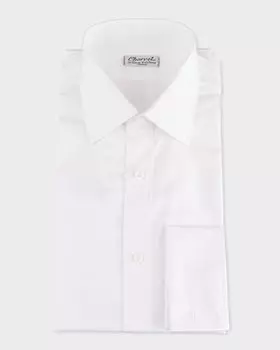 Мужская базовая классическая рубашка с однотонным воротником и французскими манжетами Charvet, цвет White