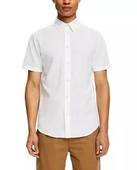 Мужская базовая льняная рубашка с коротким рукавом Esprit, белый