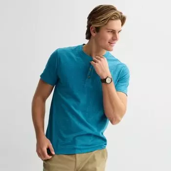 Мужская базовая полосатая футболка с коротким рукавом Henley Sonoma Goods For Life, цвет teal stripe