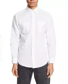 Мужская базовая рубашка обычного кроя из льна Esprit, белый