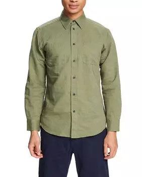 Мужская базовая рубашка обычного кроя из льна Esprit, хаки