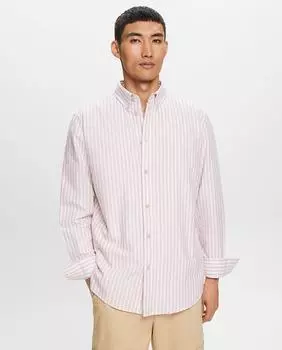 Мужская базовая рубашка оксфорд в полоску Esprit, розовый