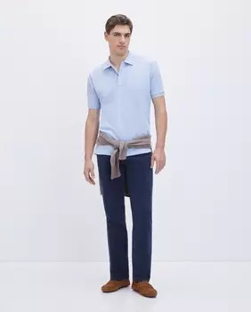 Мужская базовая рубашка-поло из пике с короткими рукавами Emidio Tucci, светло-синий