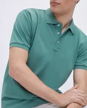 Мужская базовая рубашка-поло из пике с короткими рукавами Emidio Tucci, темно-зеленый