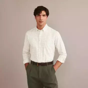 Мужская базовая рубашка в клетку Verhunt, бежевый