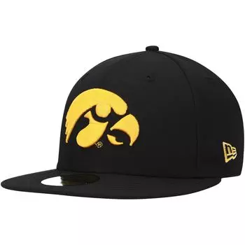 Мужская базовая шляпа с логотипом New Era Black Iowa Hawkeyes 59FIFTY