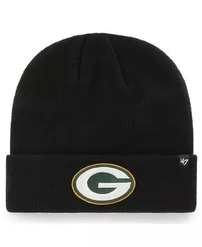 Мужская базовая вязаная шапка '47 Green Bay Packers Secondary с манжетами черная '47 Brand