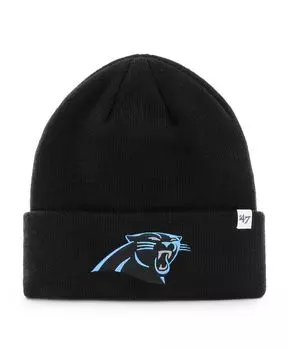 Мужская базовая вязаная шапка с манжетами '47 Black Carolina Panthers среднего размера '47 Brand