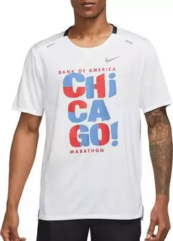 Мужская беговая футболка с короткими рукавами Nike Dri-FIT Rise 365 Chicago Marathon, белый