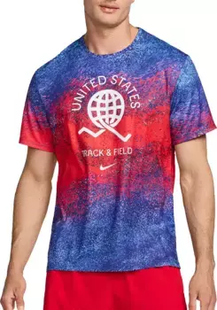 Мужская беговая футболка с принтом Nike Dri-FIT USA Miler, цвет Bright Crimson