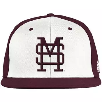 Мужская бейсбольная бейсболка adidas белого/бордового цвета Mississippi State Bulldogs Team On-Field