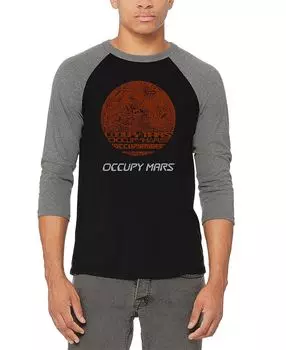 Мужская бейсбольная футболка occupy mars с регланами word art LA Pop Art, мульти