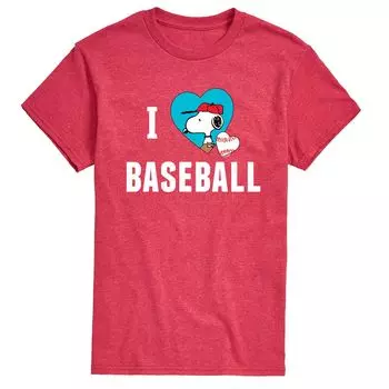 Мужская бейсбольная футболка Peanuts I Love Licensed Character