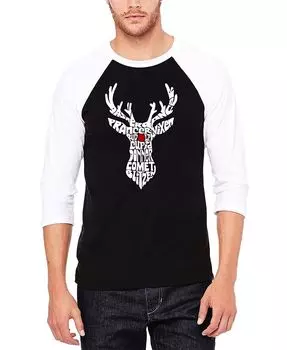 Мужская бейсбольная футболка реглан с изображением оленей Санта-Клауса и надписью Art LA Pop Art, черный