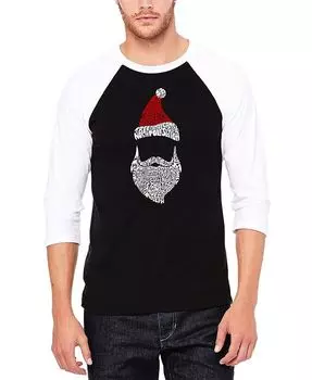 Мужская бейсбольная футболка реглан с изображением Санта-Клауса Word Art LA Pop Art, цвет Black, White