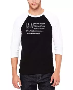 Мужская бейсбольная футболка реглан с рукавом 3/4 glory hallelujah flag word art футболка LA Pop Art, черно-белый