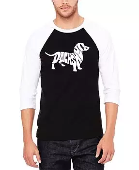 Мужская бейсбольная футболка с надписью «Такса» с рукавами реглан LA Pop Art, цвет Black, White