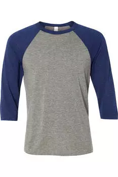 Мужская бейсбольная футболка с рукавом 3/4 из холста BELLA + CANVAS, цвет gray/navy triblend