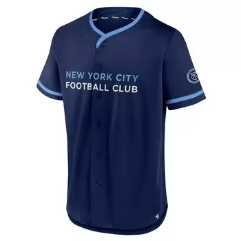 Мужская бейсбольная майка Fanatics темно-синего/голубого цвета с логотипом New York City FC Ultimate Player