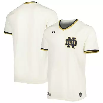 Мужская бейсбольная майка Under Armour кремового цвета Notre Dame Fighting Irish Replica