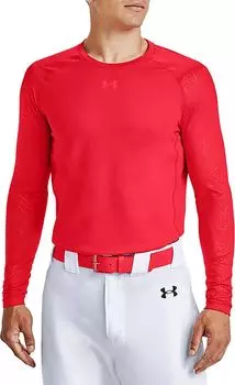 Мужская бейсбольная рубашка с длинным рукавом Under Armour ColdGear, красный