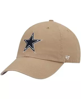 Мужская бейсболка цвета хаки Dallas Cowboys Primary Clean Up '47 Brand