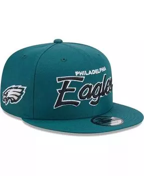 Мужская бейсболка Midnight Green Philadelphia Eagles Main Script 9FIFTY Snapback New Era, зеленый