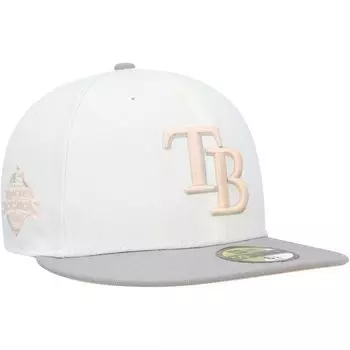 Мужская бейсболка New Era белого/серого цвета Tampa Bay Rays 2008 World Series с боковой нашивкой 59FIFTY, облегающая шляпа