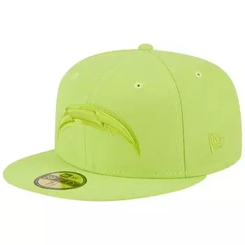 Мужская бейсболка New Era Neon Green Los Angeles Chargers Color Pack Яркая 59FIFTY Облегающая шляпа