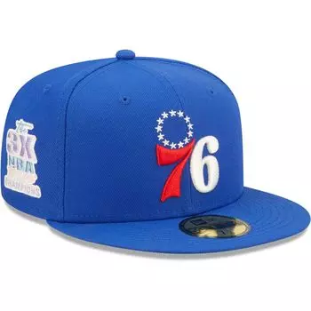 Мужская бейсболка New Era Royal Philadelphia 76ers 3x Finals NBA Champions Pop Sweat 59FIFTY