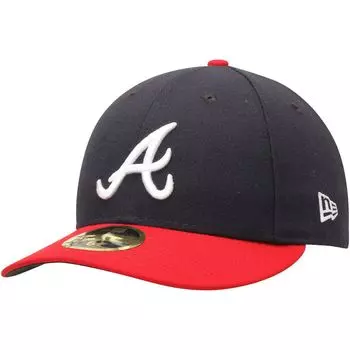 Мужская бейсболка New Era темно-синего/красного цвета Atlanta Braves Home Authentic Collection On-Field Low Profile 59FIFTY Облегающая шляпа