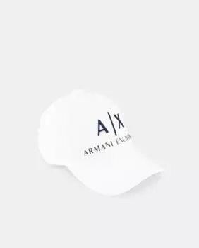 Мужская бейсболка с крупным вышитым логотипом Armani Exchange, белый