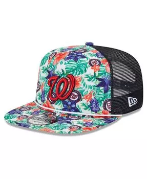 Мужская бейсболка Snapback для гольфиста Washington Nationals с тропическим цветочным принтом New Era