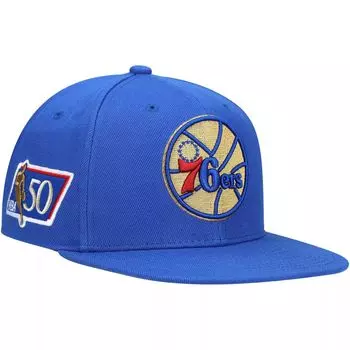 Мужская бейсболка Snapback к 50-летию Mitchell & Ness Royal Philadelphia 76ers