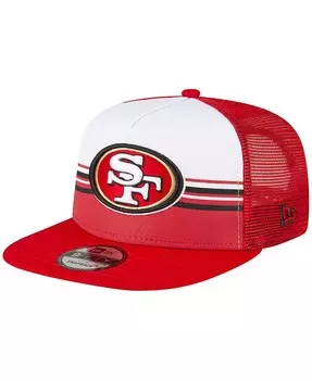 Мужская белая, алая кепка San Francisco 49ers в полоску с А-образной рамкой 9FIFTY Trucker Snapback New Era