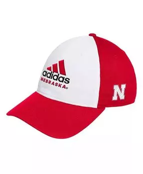 Мужская белая/алая регулируемая шляпа Nebraska Huskers с напуском Adidas, белый