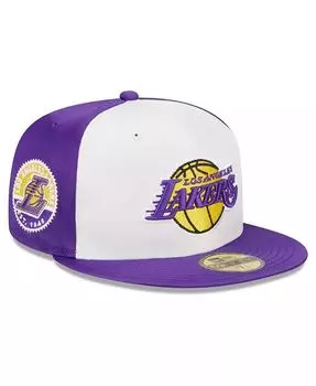 Мужская белая атласная шляпа Los Angeles Lakers Throwback 59FIFTY приталенная шляпа New Era, белый