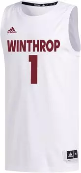 Мужская белая баскетбольная майка Adidas Winthrop Eagles #1 Replica Swing Swing