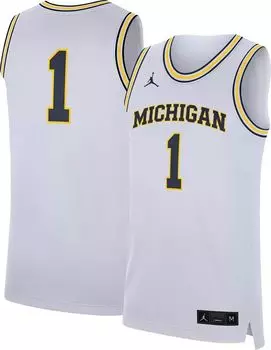 Мужская белая баскетбольная майка Jordan Michigan Wolverines #1