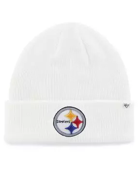 Мужская белая базовая вязаная шапка Pittsburgh Steelers среднего размера с манжетами '47 Brand