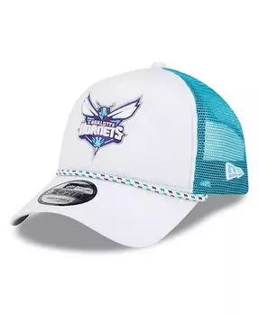 Мужская белая/бирюзовая регулируемая шляпа дальнобойщика Charlotte Hornets Court Sport из пеноматериала с А-образной рамкой 9FORTY New Era, белый