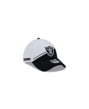 Мужская белая, черная гибкая кепка Las Vegas Raiders 2023 NFL Sideline 39THIRTY New Era