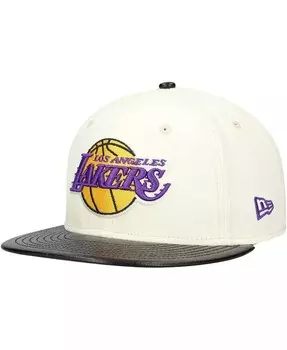 Мужская белая/черная искусственная кожа Los Angeles Lakers — двухцветная шляпа с полиуретановым козырьком 59FIFTY Облегающая шляпа New Era, белый