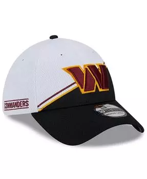 Мужская белая, черная кепка Washington Commanders 2023 Sideline 39THIRTY Flex New Era, белый