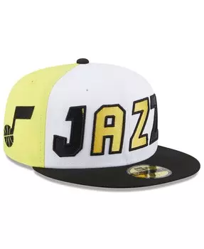 Мужская белая, черная приталенная шляпа Utah Jazz Back Half 59FIFTY New Era