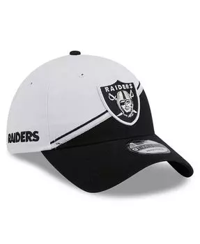 Мужская белая, черная регулируемая кепка Las Vegas Raiders 2023 Sideline 9TWENTY New Era